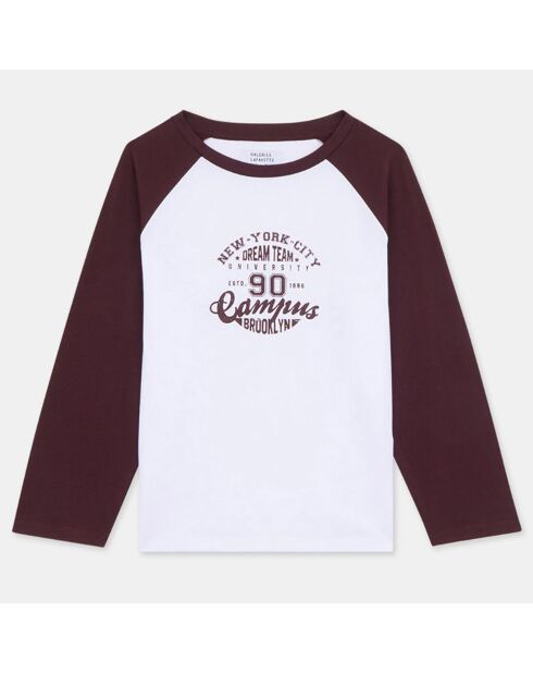 T-Shirt en Coton Draglan bicolore bordeaux/blanc