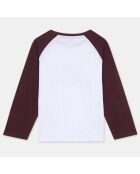 T-Shirt en Coton Draglan bicolore bordeaux/blanc