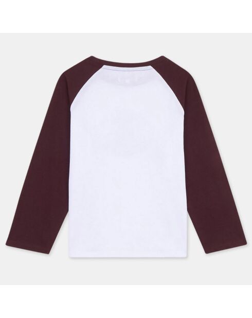 T-Shirt en Coton Draglan bicolore bordeaux/blanc