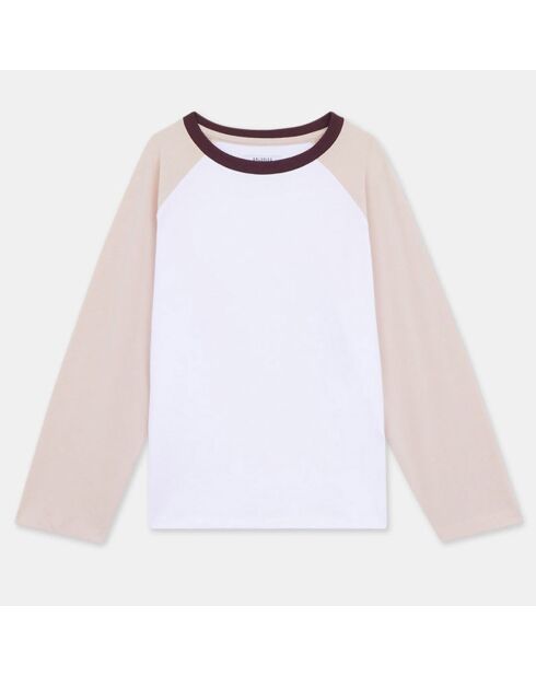 T-Shirt en Coton Draglan bicolore blanc/rose clair