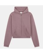 Sweat zippé court Cécilie en Coton violet clair