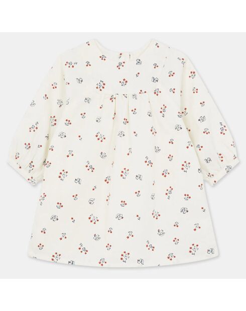 Robe en twill de coton bio Chloé imprimée écru/rouge