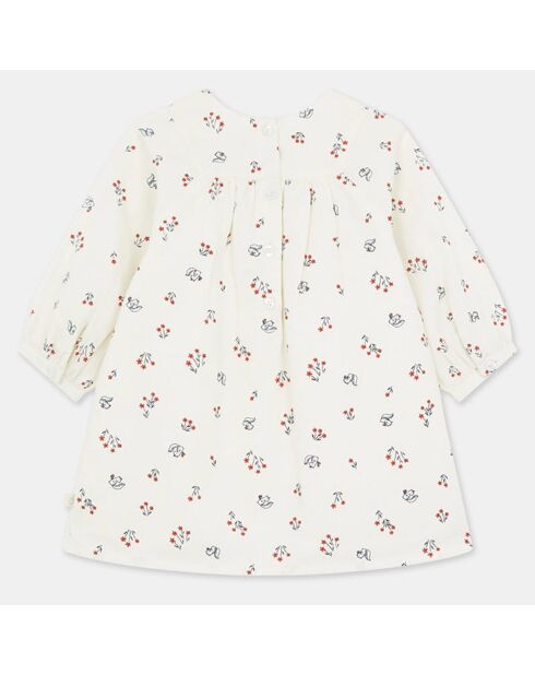 Robe en twill de coton bio Chloé imprimée écru/rouge