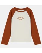 T-Shirt en Coton bio Odim raglan écru/marron