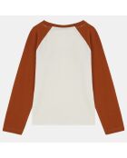 T-Shirt en Coton bio Odim raglan écru/marron