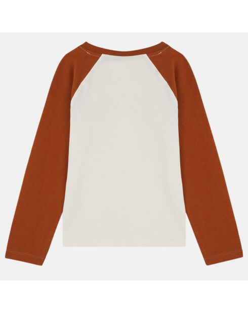 T-Shirt en Coton bio Odim raglan écru/marron