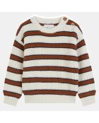 Pull Marinière en Coton & Laine Potaya écru/marron