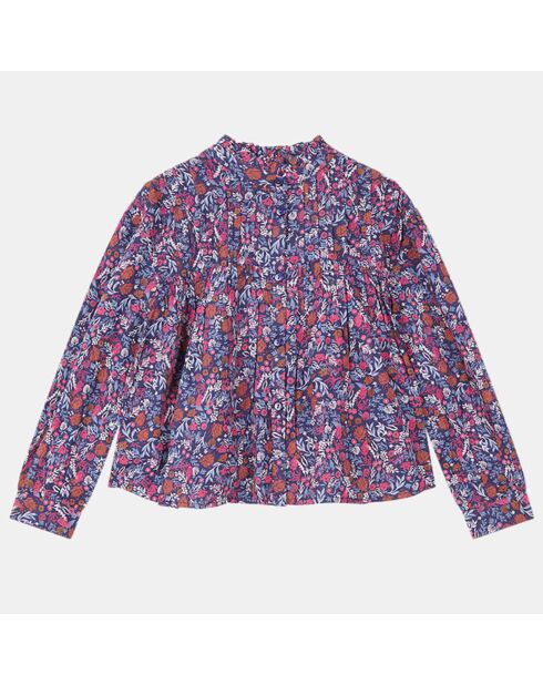 Chemise Françoise imprimé floral bleu marine