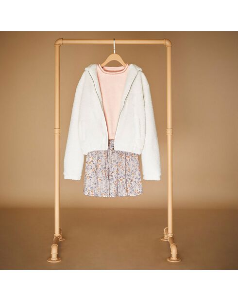 Jupe courte Shana Folk imprimé floral écrue