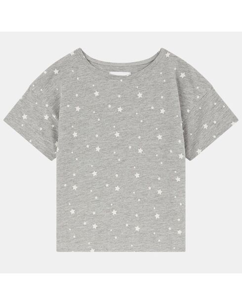 Alette Aop Graues Sternen-T-Shirt aus Bio-Baumwolle