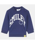 Sweat en Coton bio Landero Smiley bleu marine