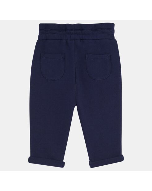 Pantalon de Jogging en coton bio mélangé Linana Paperbag bleu marine