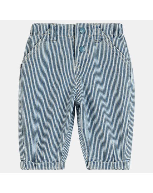 Pantalon en Coton bio mélangé Linto Bis Oshkosh blanc/bleu