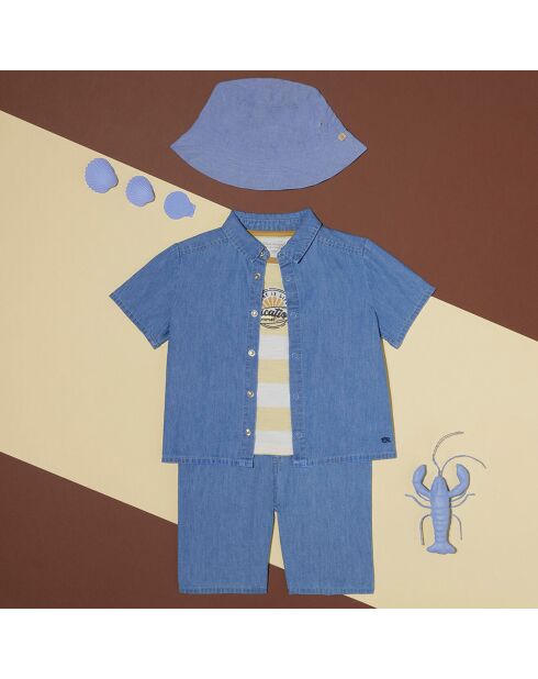 Chemisette en denim léger de Coton Cutor bleue