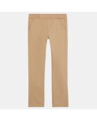 Pantalon chino Arry en Coton bio taille élastique beige foncé