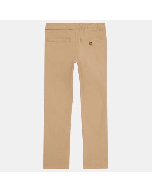 Pantalon chino Arry en Coton bio taille élastique beige foncé