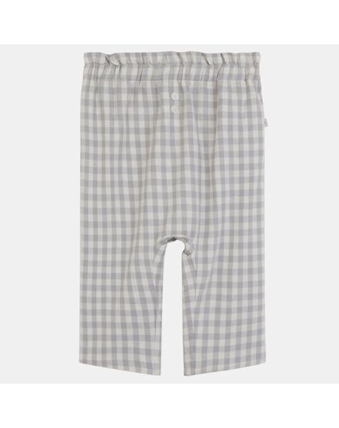 Pantalon en coton Oppo vichy écru/gris