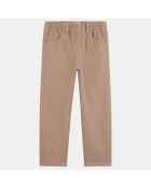 Pantalon droit Pige à taille élastique taupe