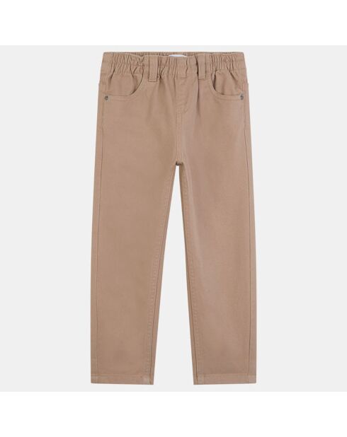 Pantalon droit Pige à taille élastique taupe