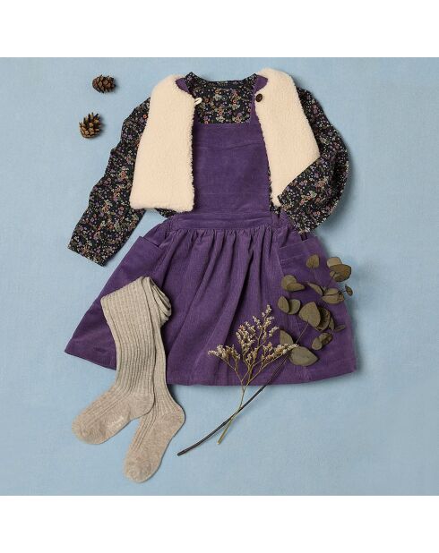 Robe tablier en Velours milleraies Artik violette