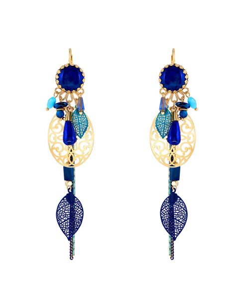 Boucles d'oreilles Cadician doré/bleu