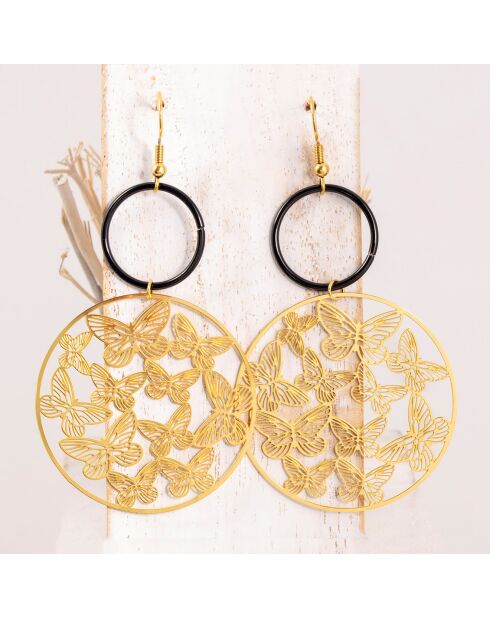 Fly With Me gold/schwarze Ohrringe