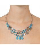 Collier Thena argenté/bleu turquoise