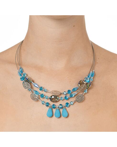 Collier Thena argenté/bleu turquoise