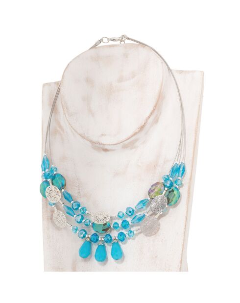 Collier Thena argenté/bleu turquoise