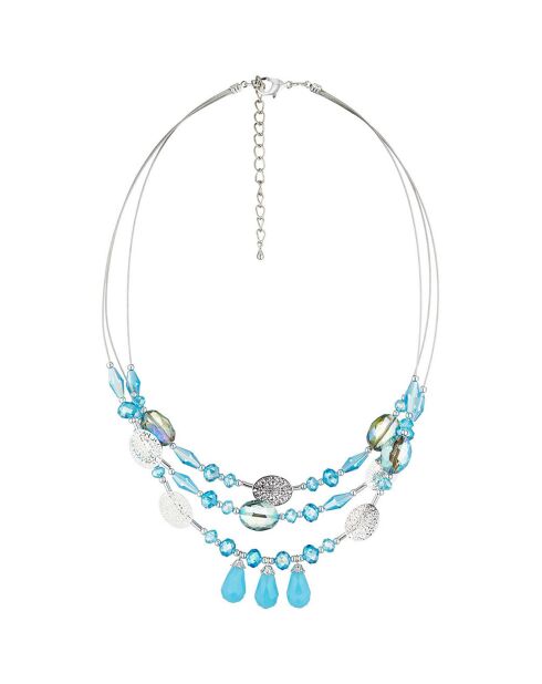 Collier Thena argenté/bleu turquoise