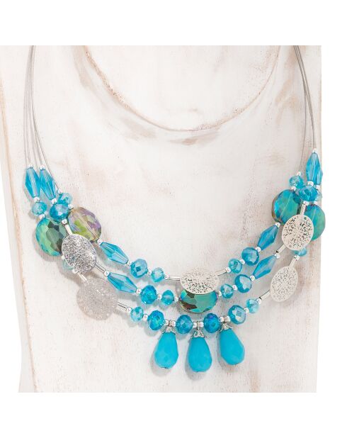 Collier Thena argenté/bleu turquoise
