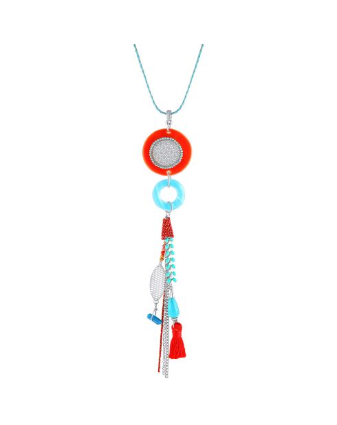 Collar Luana plateado/azul/rojo
