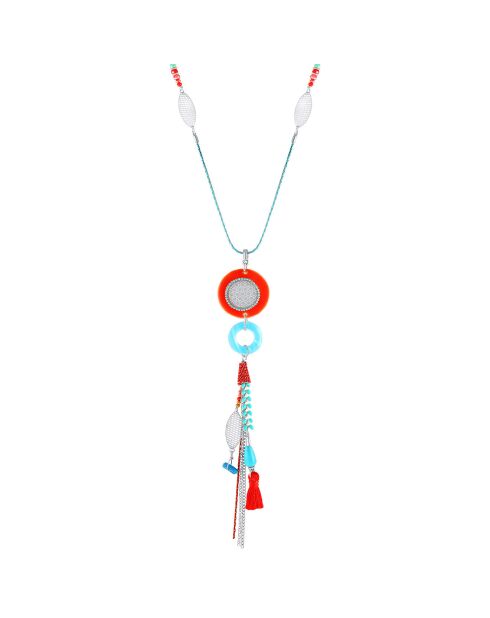 Collar Luana plateado/azul/rojo