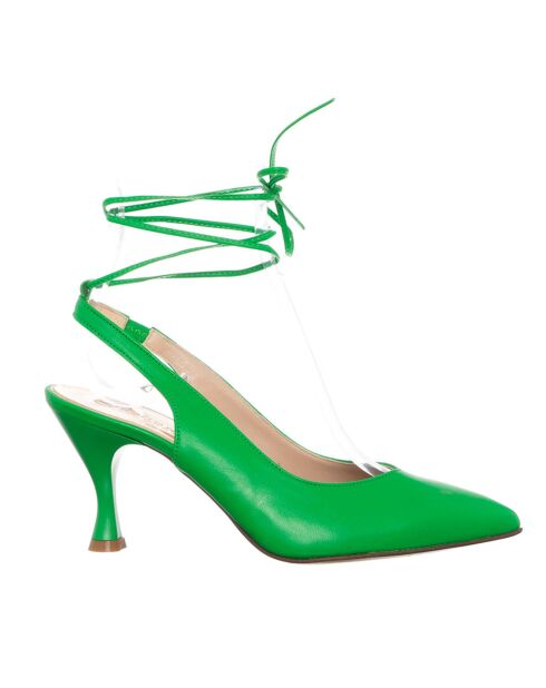 Slingbacks en Cuir Nappa verts - Talon 7.5 cm