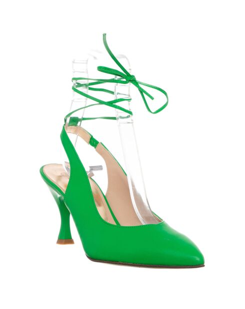 Slingbacks en Cuir Nappa verts - Talon 7.5 cm