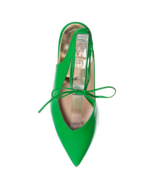 Slingbacks en Cuir Nappa verts - Talon 7.5 cm