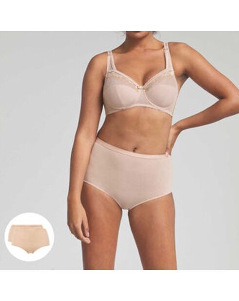 2 braguitas de algodón orgánico de color beige