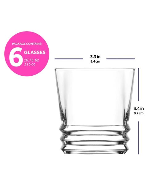 6 Verres à whisky transparents - 315ml