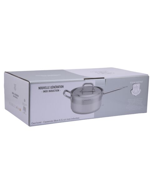 Casserole & Couvercle en inox induction gris - D.28 cm