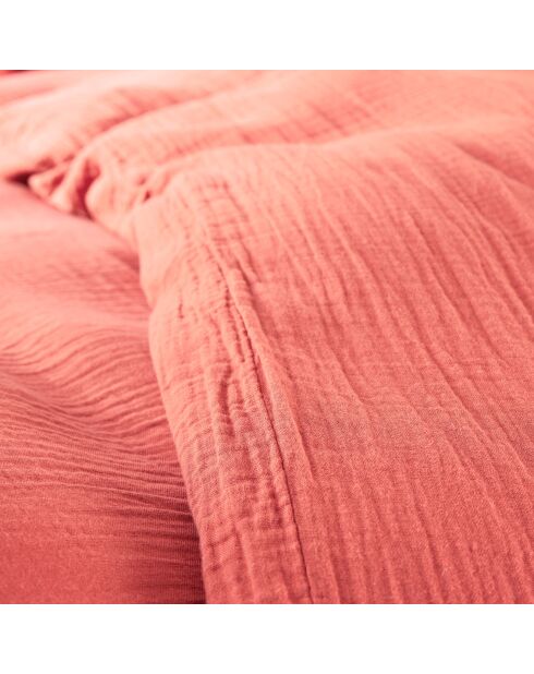 Parure housse de couette en gaze de coton blush