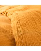 Parure housse de couette en gaze de coton curry