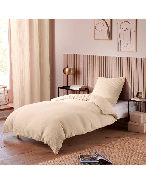 Set copripiumino in garza di cotone naturale