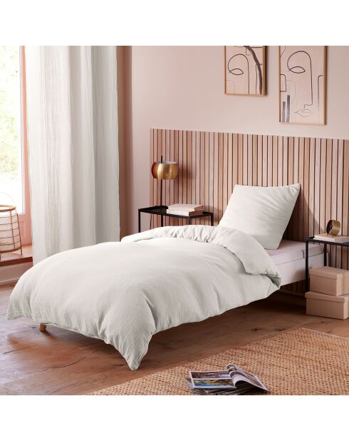 Parure housse de couette en gaze de coton neige