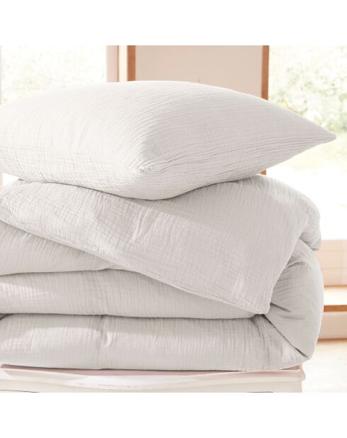 Parure housse de couette en gaze de coton neige