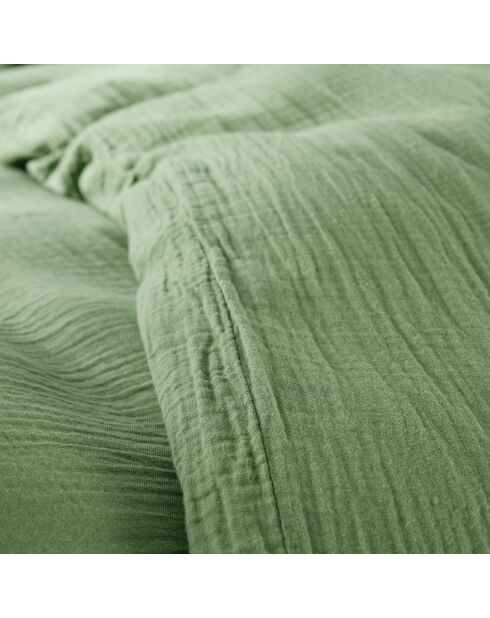 Parure housse de couette en gaze de coton olive