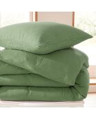 Parure housse de couette en gaze de coton olive