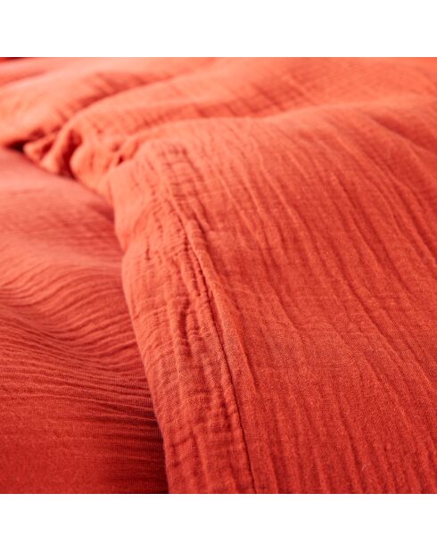 Parure housse de couette en gaze de coton terracotta