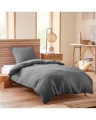 Parure housse de couette en nid d'abeille ardoise