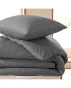 Parure housse de couette en nid d'abeille ardoise