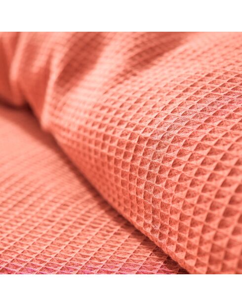 Parure housse de couette en nid d'abeille blush